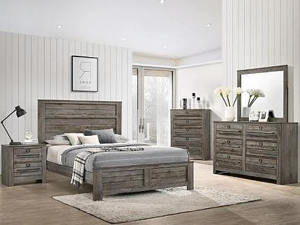 Crown Mark Furniture Bateson 5pc Panel Bedroom Set in Brown
