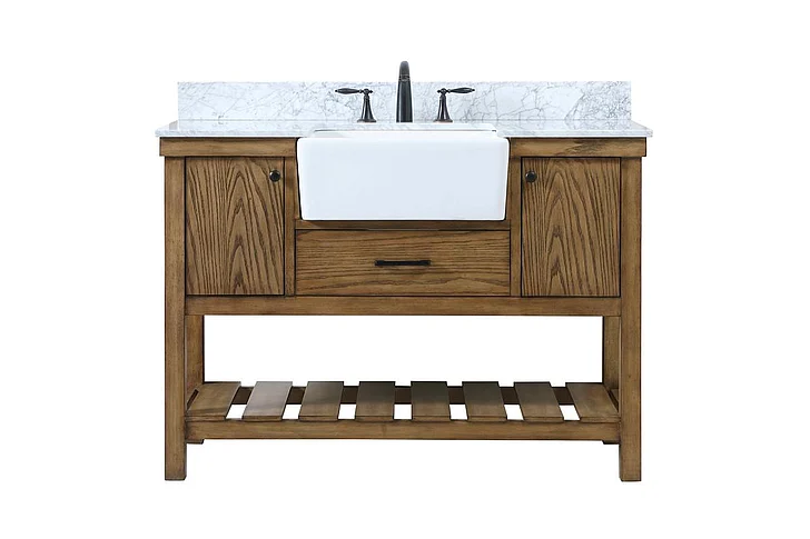 Elegant 48 In. Single Bathroom Vanity in Driftwood with Backsplash VF60148DW-BS