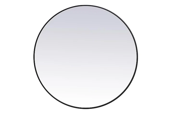 Elegant Metal Frame Round Mirror 39 In. in Black MR4839BK