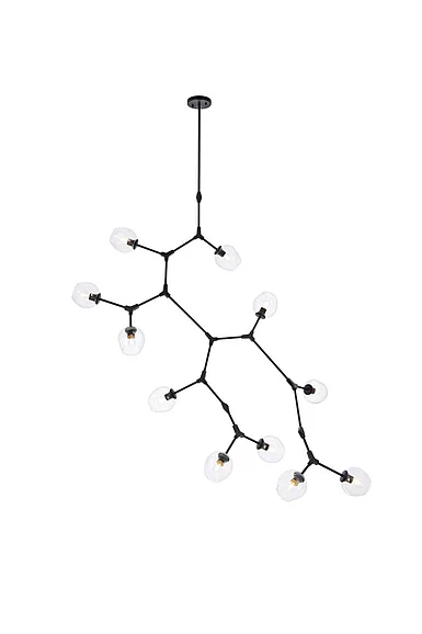 Elegant Cavoli 11 Lights Black Chandelier 1712G73BK
