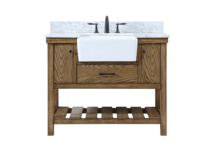 Elegant 42 In. Single Bathroom Vanity in Driftwood with Backsplash VF60142DW-BS