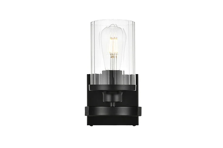 Elegant Saanvi 1 Light Black and Clear Bath Sconce LD7316W5BLK