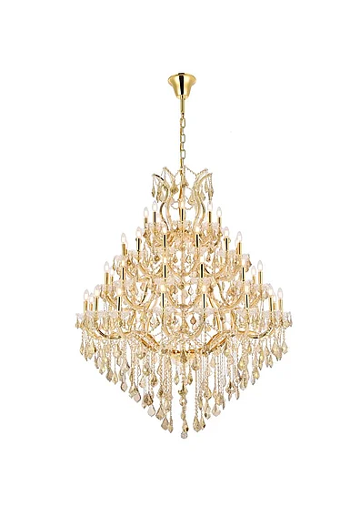 Elegant Maria Theresa 49 Light Gold Chandelier Golden Teak (Smoky) Royal Cut Crystal 2800G46G-GT/RC