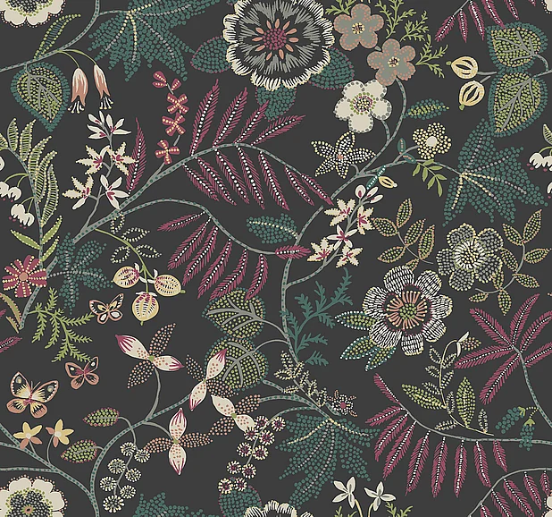 York A-Street Prints Marilyn Black Floral Trail Wallpaper (Double Roll) 4034-72138