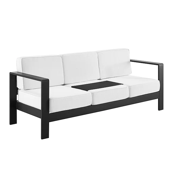 Linon Home Decor Key Largo 3 Seater Sofa in Black 21016BLK3SFA01U