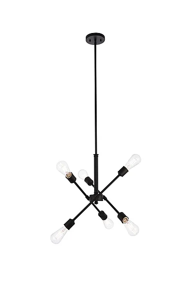 Elegant Axel 6 Lights Black Pendant with Hanging Rod LD8015D18BLA