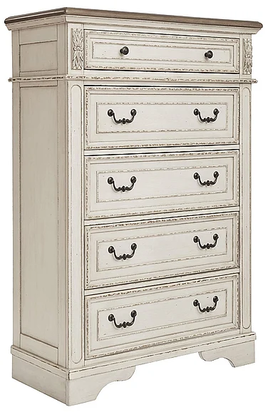 Realyn 5 Drawer Chest in Chipped White B743-46