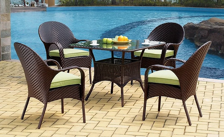 South Sea Outdoor Bahia 5-Piece Square Dining Room Set in Chocolate Frame