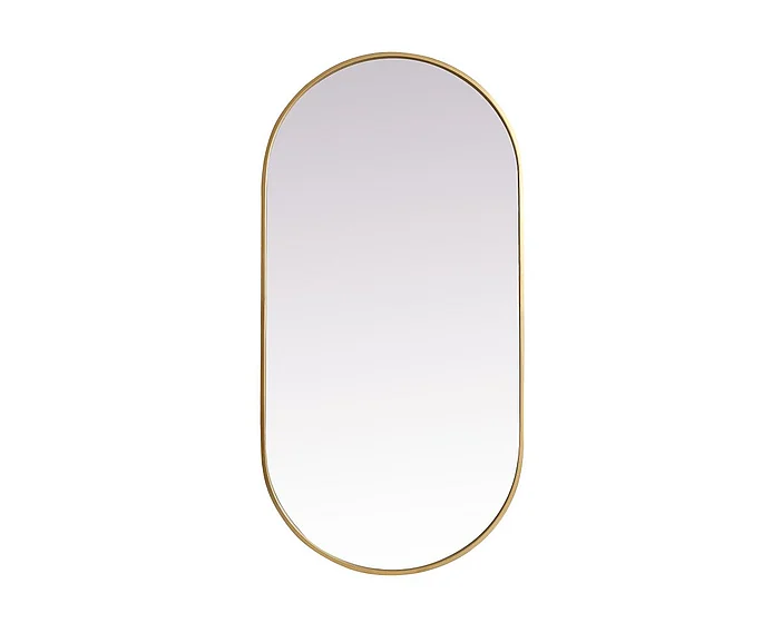 Elegant Metal Frame Oval Mirror 24X48 In. in Brass MR2A2448BRS