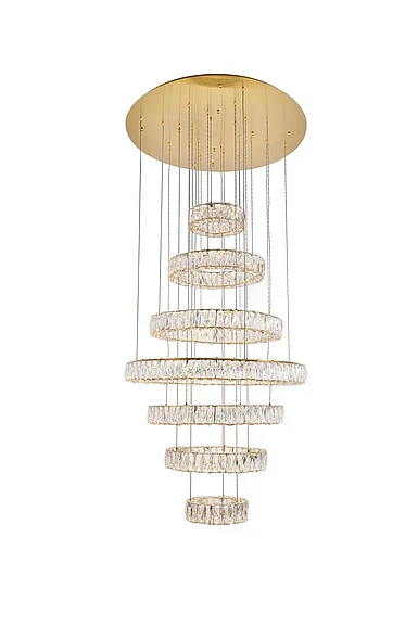 Elegant Monroe Integrated Led Light Gold Chandelier Clear Royal Cut Crystal 3503G34G
