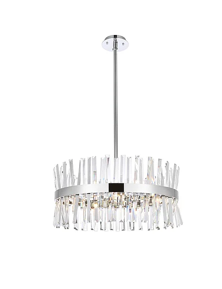 Elegant Serephina 25 In. Crystal Round Pendant Light in Chrome 6200D25C