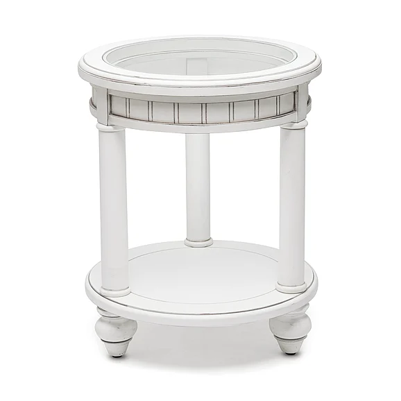 Sea Winds Monaco Round End Table in Blanc B81802-BLANC