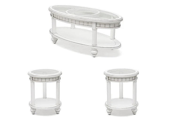 Sea Winds Monaco 3pc Occasional Set in Blanc