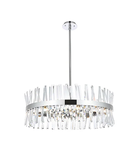 Elegant Serephina 32 In. Crystal Round Chandelier Light in Chrome 6200D32C
