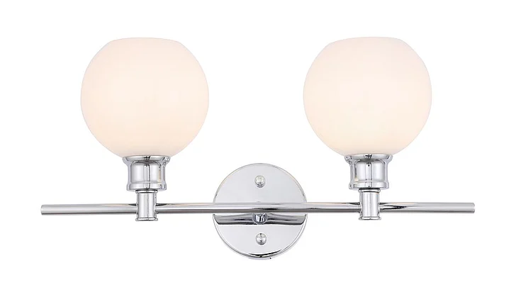 Elegant Collier 2 Light Chrome and Frosted White Glass Wall Sconce LD2315C