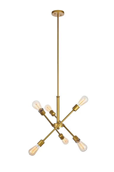 Elegant Axel 6 Lights Brass Pendant LD8017D18BR