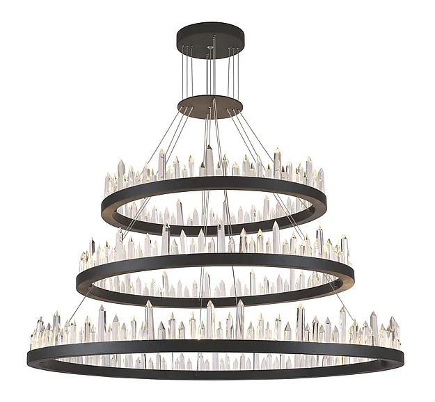 Elegant Malta 128 Light Satin Dark Grey Chandelier Clear Royal Cut Crystal 1705G3LSDG