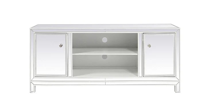 Elegant 60 In. Mirrored TV Stand in White MF701WH CLOSEOUT