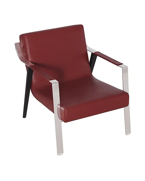 Klaussner Elan Essenza Leather Red Lounge Chair in Wine Red