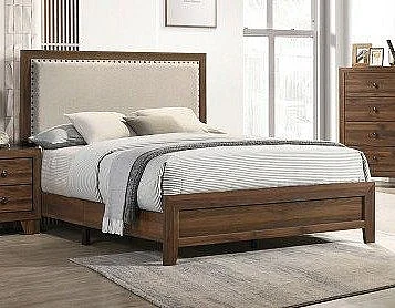 Crown Mark Millie Upholstery Twin One Box in Brown Cherry B9255-T-BED