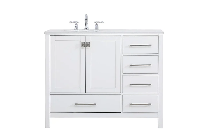 Elegant 42 In. Single Bathroom Vanity in White VF18842WH