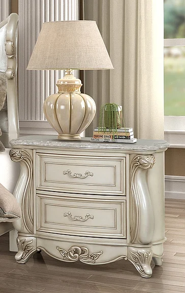New Classic Furniture Monique Nightstand W/ Marble Top in Pearl B992-040M PROMO
