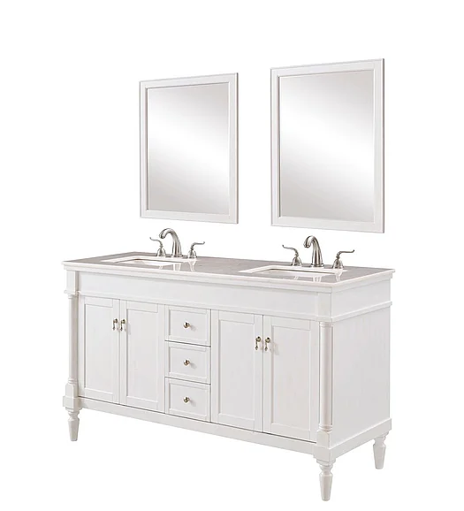 Elegant 60 In. Single Bathroom Vanity Set in Antique White VF13060DAW