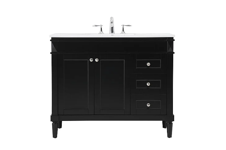 Elegant 42 In. Single Bathroom Vanity in Black VF31842BK