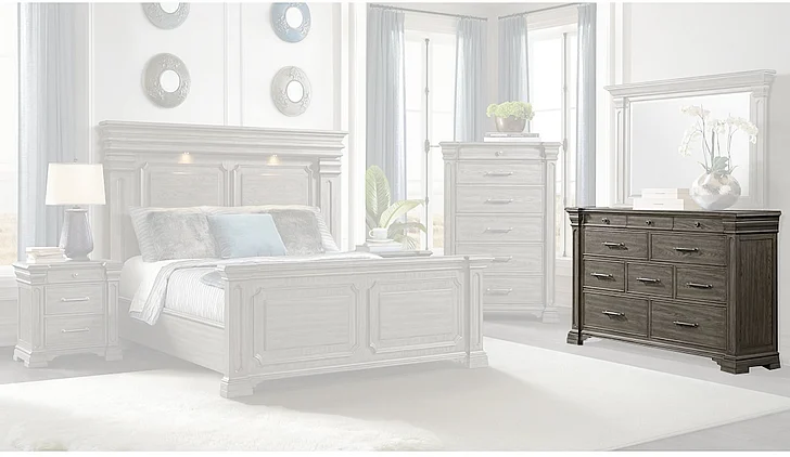 Elements International Kings Court Dresser in Grey B.10315.DR