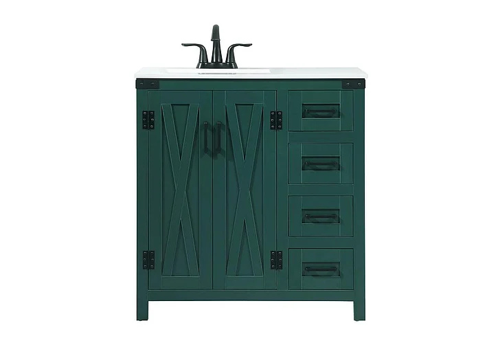 Elegant 32 In. Single Bathroom Vanity in Green VF90232MGN