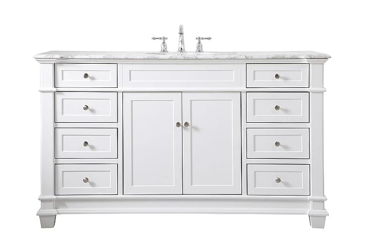 Elegant 60 In. Single Bathroom Vanity Set in White VF50060WH