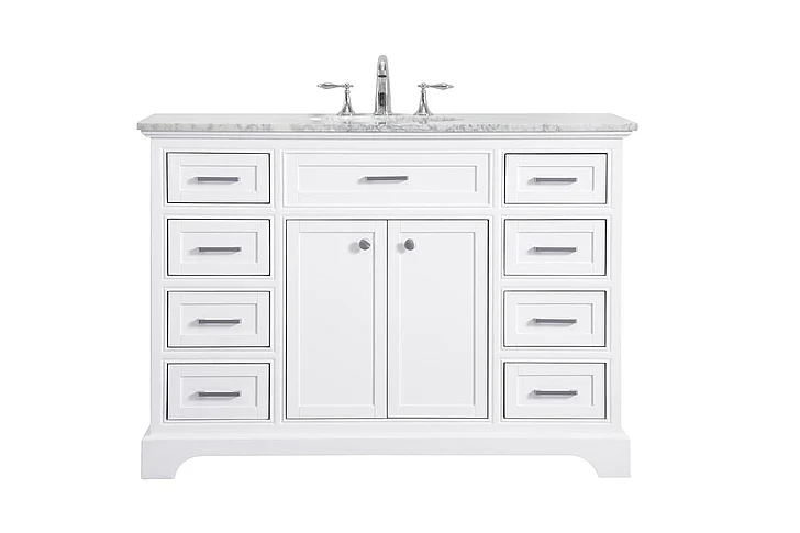 Elegant 48 In. Single Bathroom Vanity Set in White VF15048WH