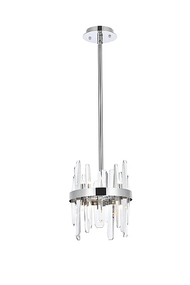 Elegant Serena 10 In. Crystal Round Pendant in Chrome 2200D10C