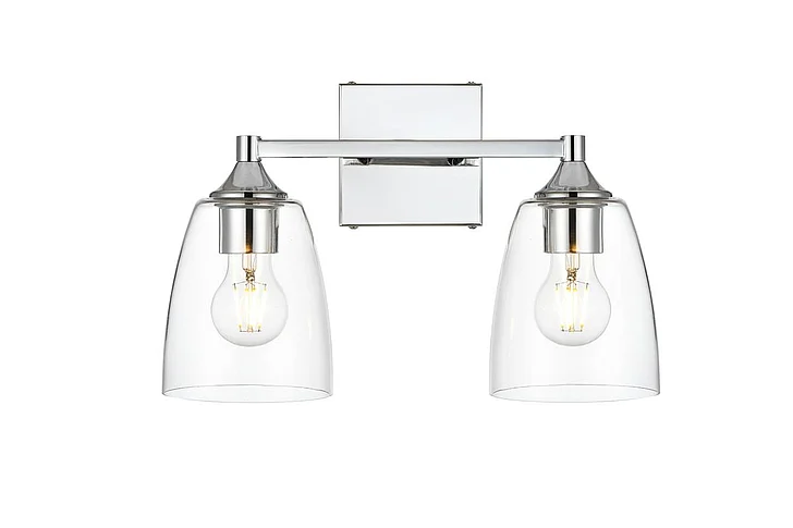 Elegant Gianni 2 Light Chrome and Clear Bath Sconce LD7307W15CH CLOSEOUT