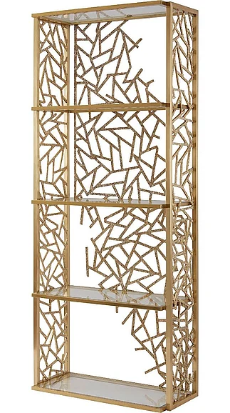 Baker Luxe Infinite Etagere in Natural Bronze frame with Liquid Bronze fretwork BAA3295