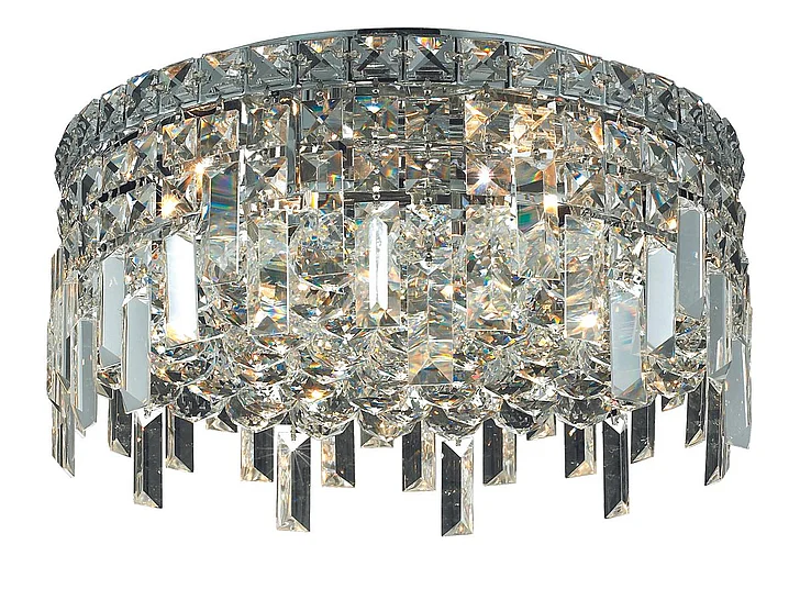 Elegant Maxime 5 Light Chrome Flush Mount Clear Royal Cut Crystal V2031F16C/RC