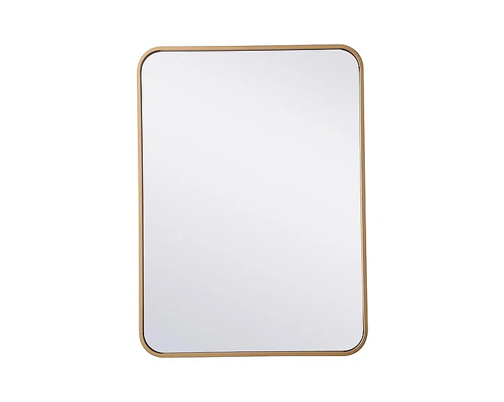 Elegant Soft Corner Metal Rectangular Mirror 22X30 In. in Brass MR802230BR