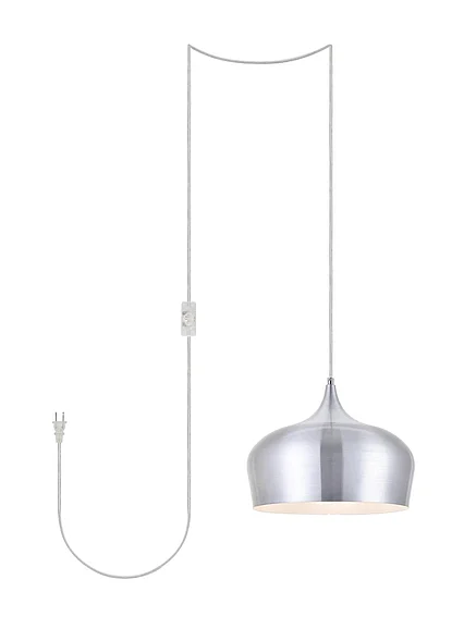 Elegant Nora 1 Light Burnished Nickel Plug-In Pendant LDPG2003BN CLOSEOUT