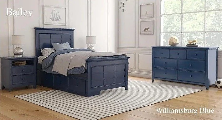 My Home Furnishings Bailey 2pc Bedroom Set in Williamsburg Blue