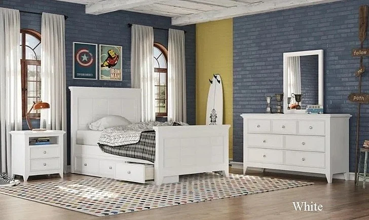 My Home Furnishings Bailey 2pc Bedroom Set in Snow White