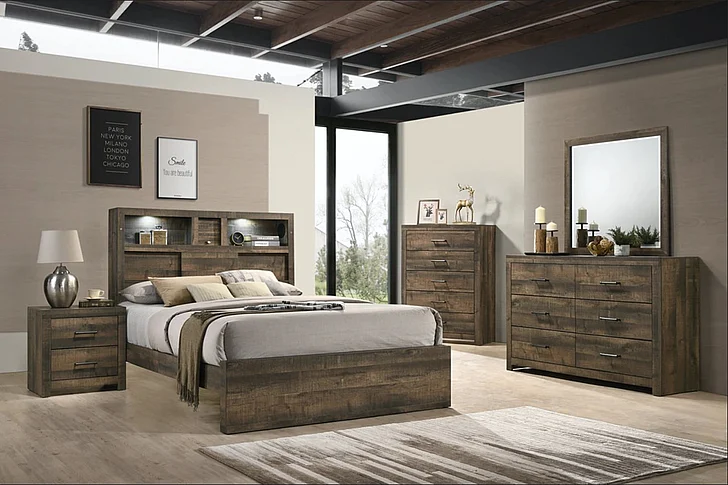 Elements International Bailey 2-Piece Music Bedroom Set in Warm Walnut