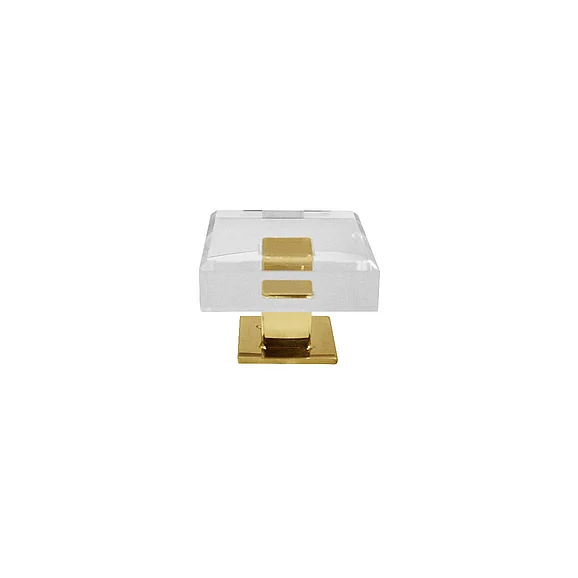 Worlds Away Baker Square Acrylic and Brass Knob BAKER BR
