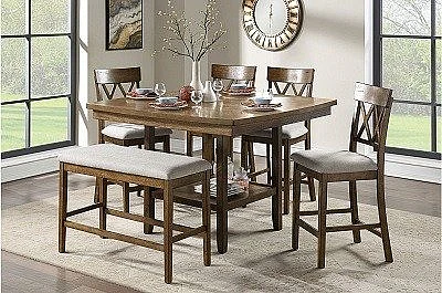 Homelegance Balin 6pc Counter Height Table Set in Light Oak