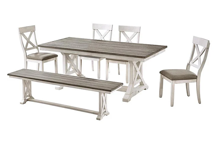 Cottage Creek Bar Harbor 6pc Dining Room Set in Cream