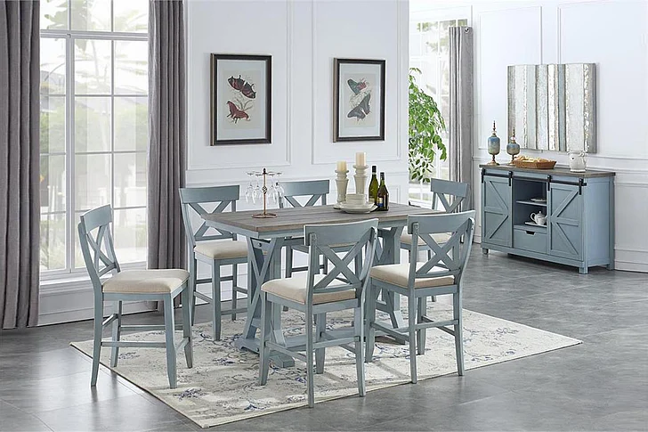 Cottage Creek Bar Harbor Counter Height Dining Chair in Aqua Blue (Set of 2) 7036-0907