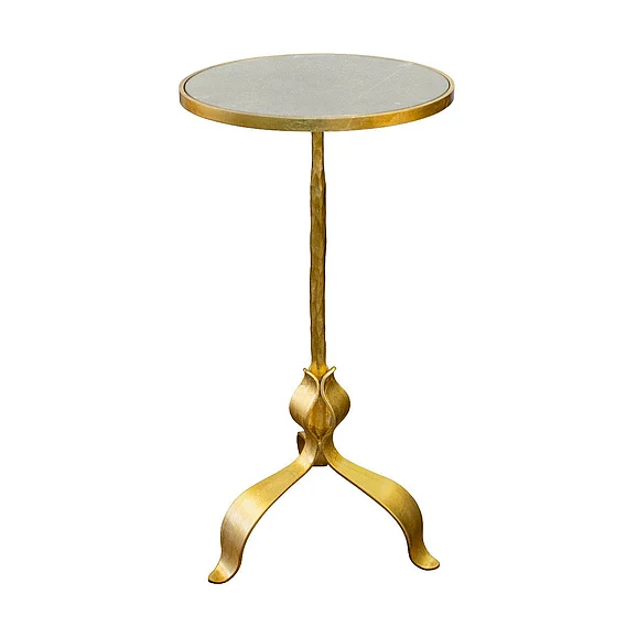 Worlds Away Barclay Round Cigar Table in Gold Leaf BARCLAY G