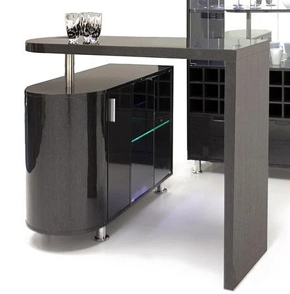 Sharelle Basel Bar Counter in Gray Lacquer