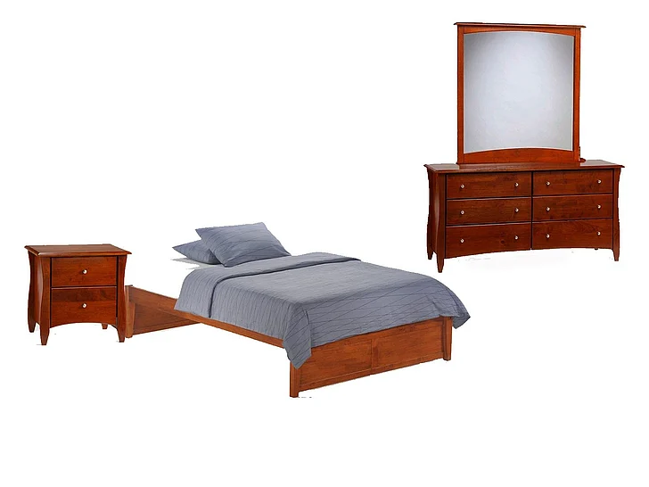 Night & Day Basic 4pc Platform Bedroom Set in Cherry