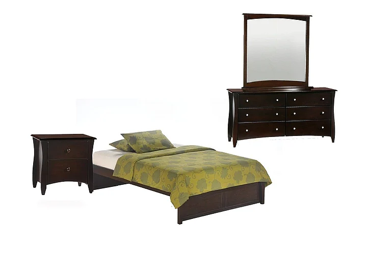 Night & Day Basic 4pc Platform Bedroom Set in Chocolate