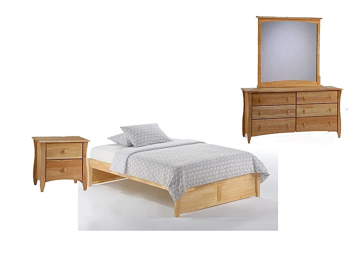 Night & Day Basic 4pc Platform Bedroom Set in Natural